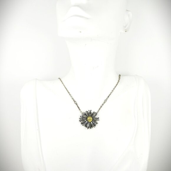 LAGOS HTF Daisy Collection Sterling Silver 750K Yellow Gold Pendant Necklace - Picture 9 of 10